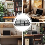 Under Desk Storage Tray Basket - Divided Metal Cabinet Organizer Drawer for Home Office Supplies, Kids and Adults, Black